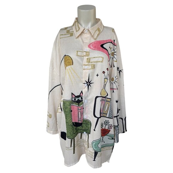 Retro Atomic with Cats Big Shirt - Picture 1 of 6